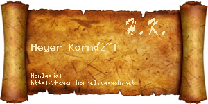 Heyer Kornél névjegykártya